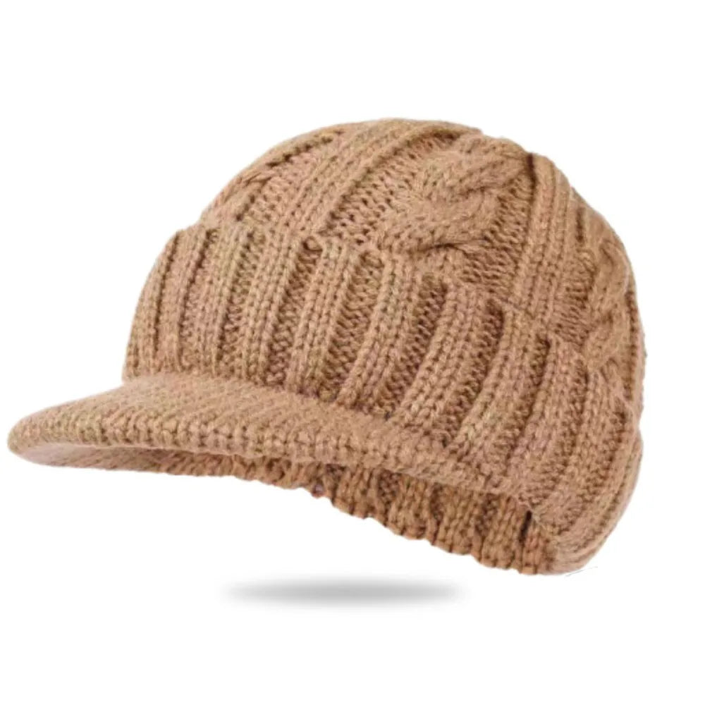 Winter Knitted Brim Beanie – Warm Ear Protection Outdoor Cap