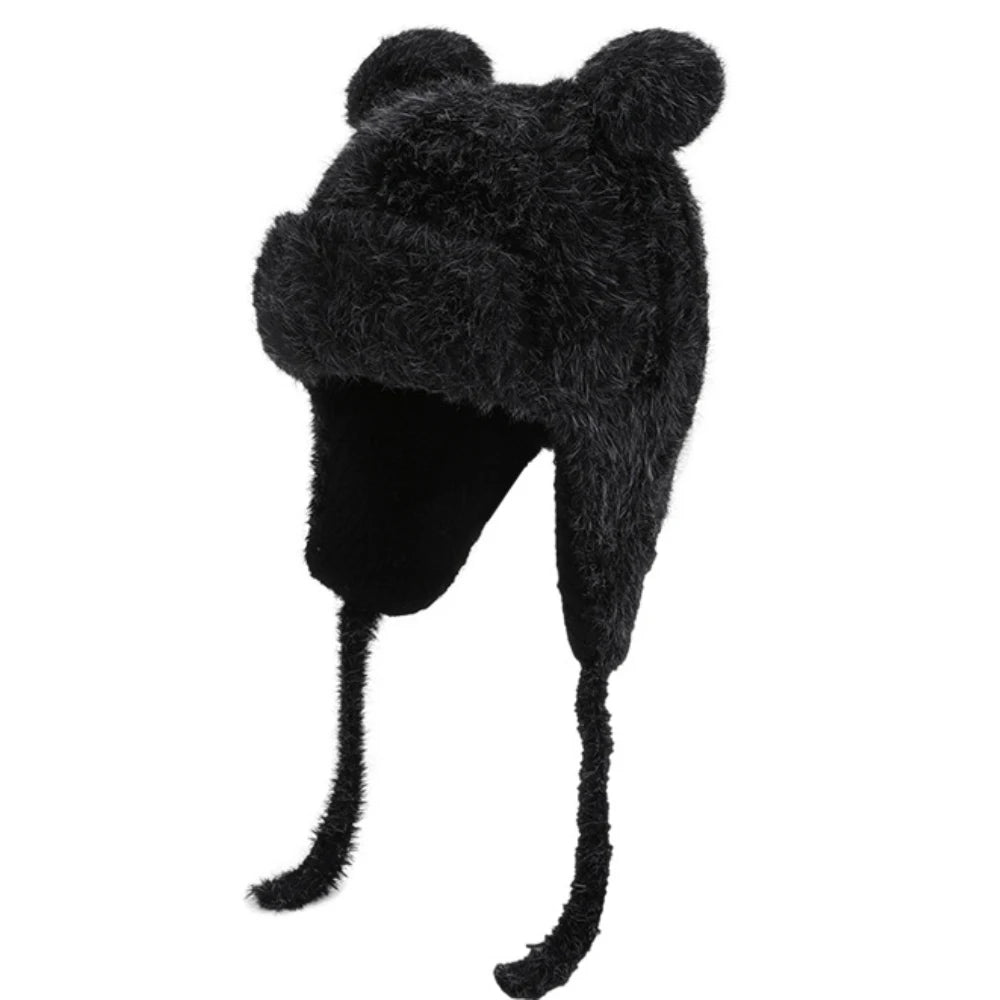 Little Bear Ears Beanie in Black