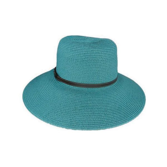 Avenel Oatlands Toyo Braid Wide Brim Hat with Faux Leather Band – UPF 50+ Sun Protection