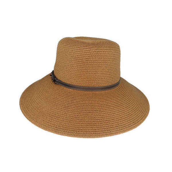 Avenel Oatlands Toyo Braid Wide Brim Hat with Faux Leather Band – UPF 50+ Sun Protection