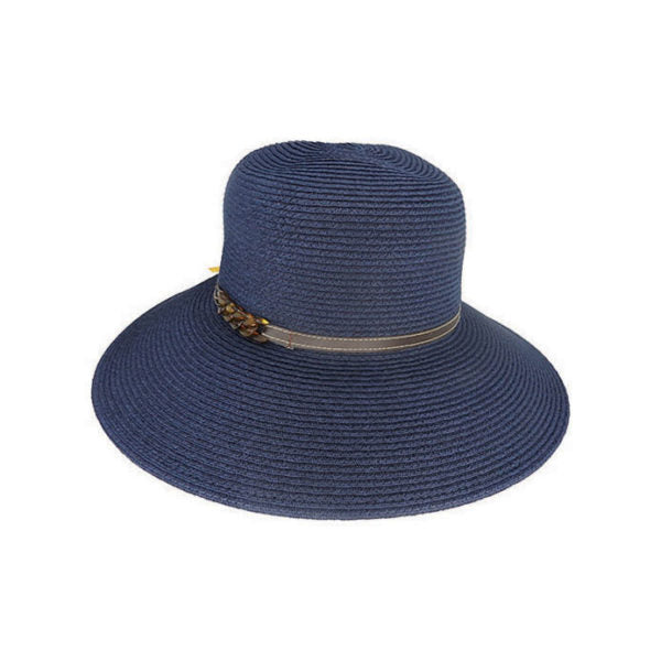 Avenel Oatlands Toyo Braid Wide Brim Hat with Faux Leather Band – UPF 50+ Sun Protection