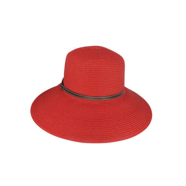 Avenel Oatlands Toyo Braid Wide Brim Hat with Faux Leather Band – UPF 50+ Sun Protection