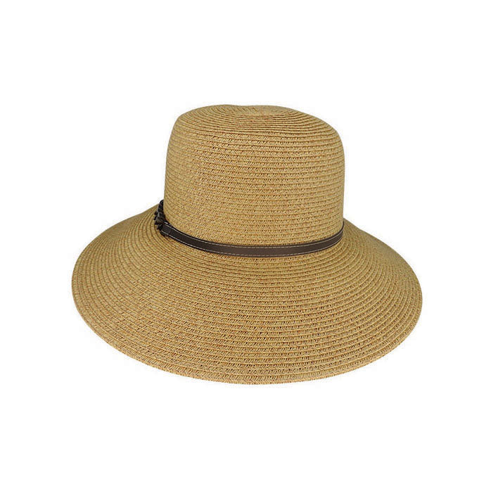 Avenel Oatlands Toyo Braid Wide Brim Hat with Faux Leather Band – UPF 50+ Sun Protection