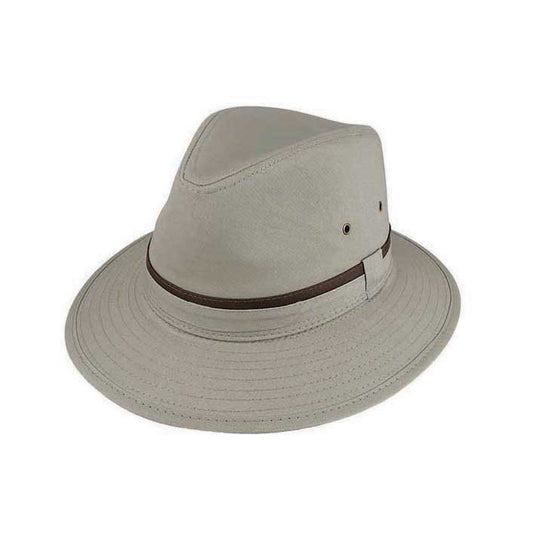 Men’s Cotton Safari Hat with Mid Brim and Self Trim – Waxed Finish, All-Season Wear