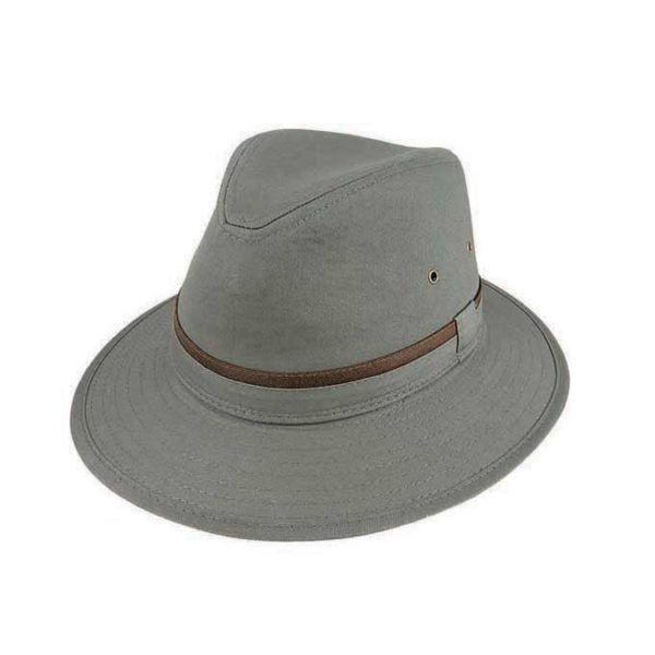 Men’s Cotton Safari Hat with Mid Brim and Self Trim – Waxed Finish, All-Season Wear