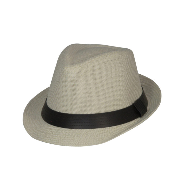 Men's Paper Braid Trilby Hat with Faux Leather Band – Lightweight Summer Fedora