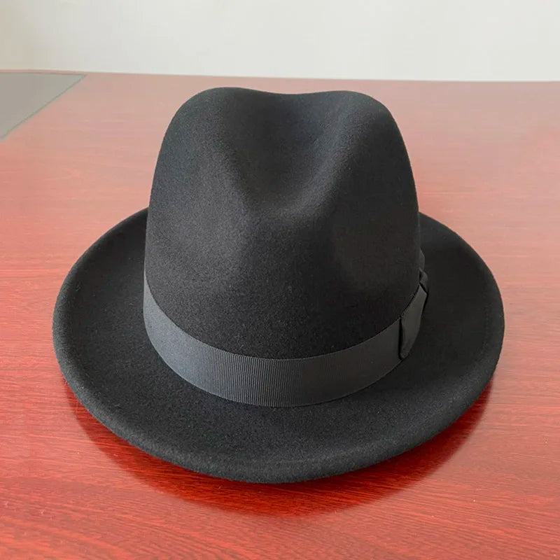 Short Brim Wool Fedora Hat – Satin Lined Classic Trilby Hat