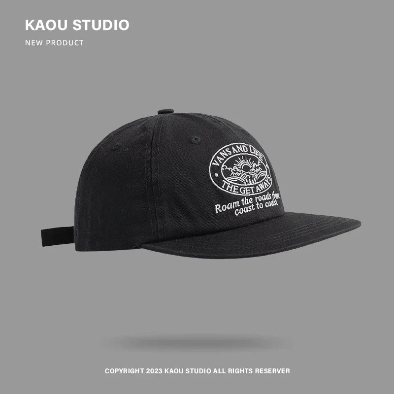 Hackney Flat-Brim Baseball Cap in Black