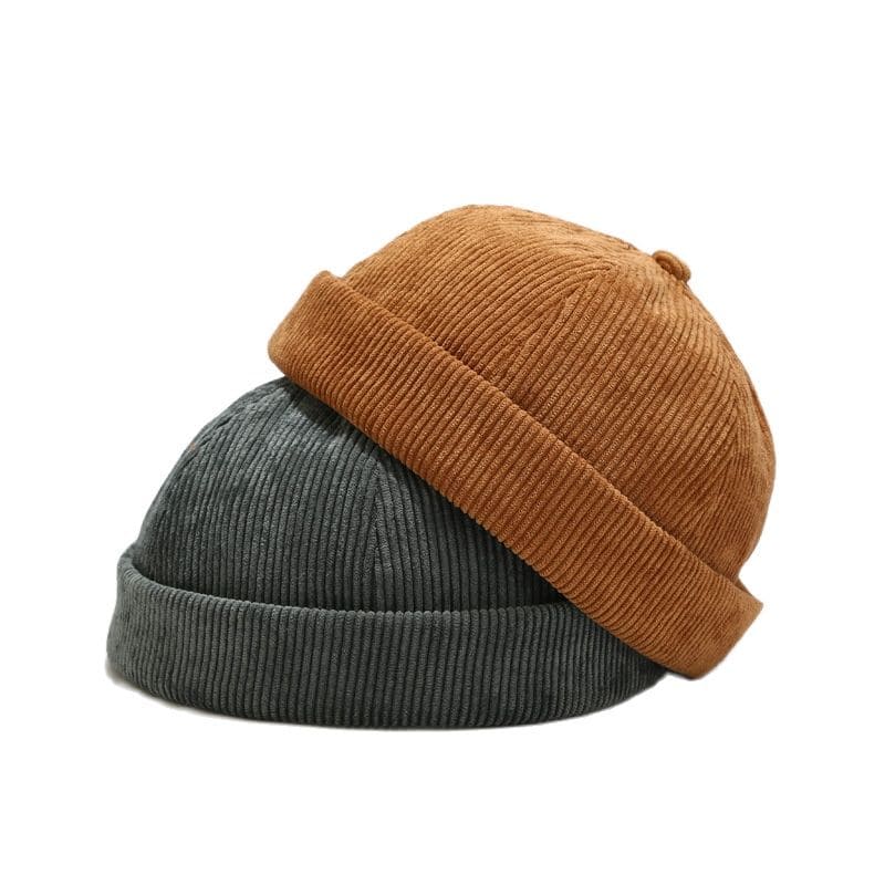 Sailor Corduroy Docker Cap – Textured Brimless Cotton Hat