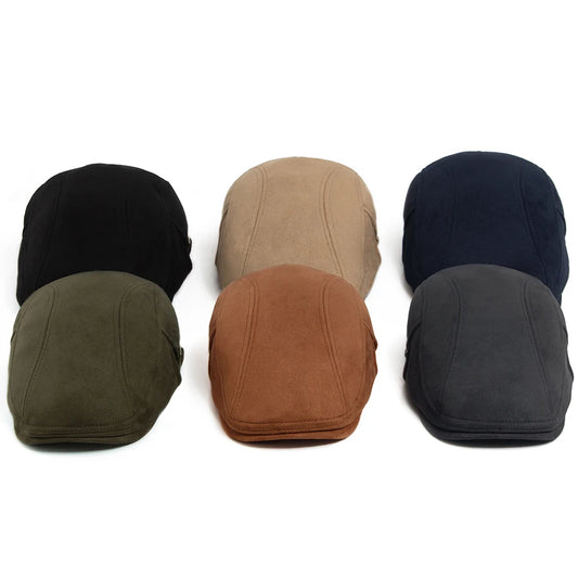 Faux Suede Side Buckle Ivy Cap | Retro Winter Flat Cap | Urban Caps NZ