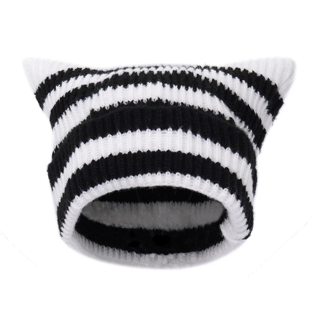 The Cattail | Cat Ears Slouchy Striped Knitted Beanie | Urban Caps NZ