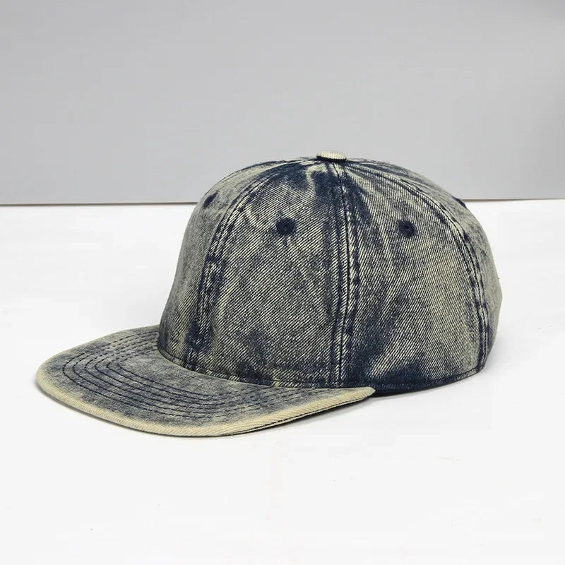 Osaka Washed Cotton Snapback Cap in Navy Vlue