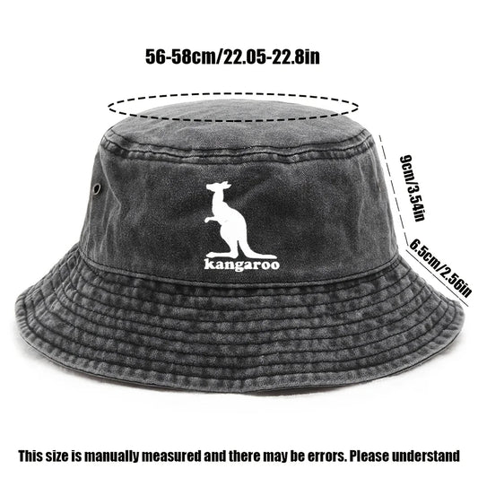 Kangaroo Print Bucket Hat – Foldable Cotton Novelty Hat