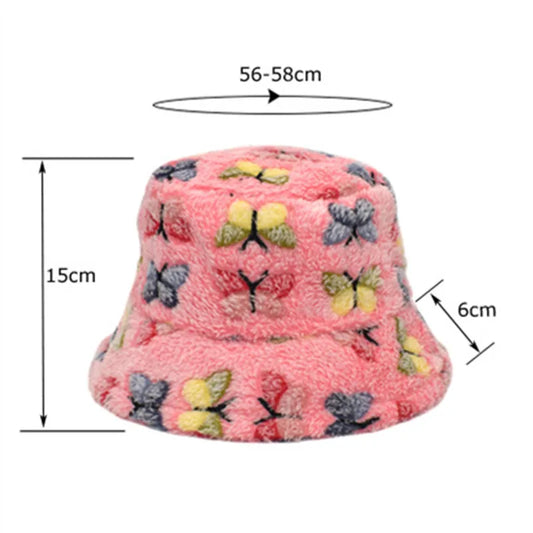 Vintage Faux Fur Bucket Hat – Women's Warm Winter Hat