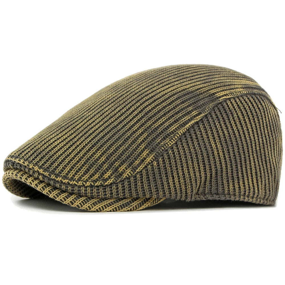 Preston Knitted Print Beret in Grey