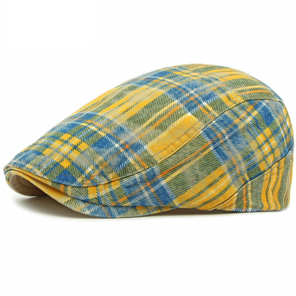 Barcelona Plaid Artist Beret in Yellow