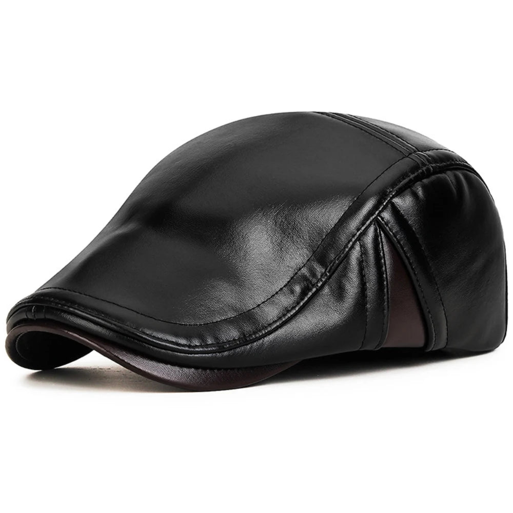 Aviemore Faux Leather Beret in Style 2 Black