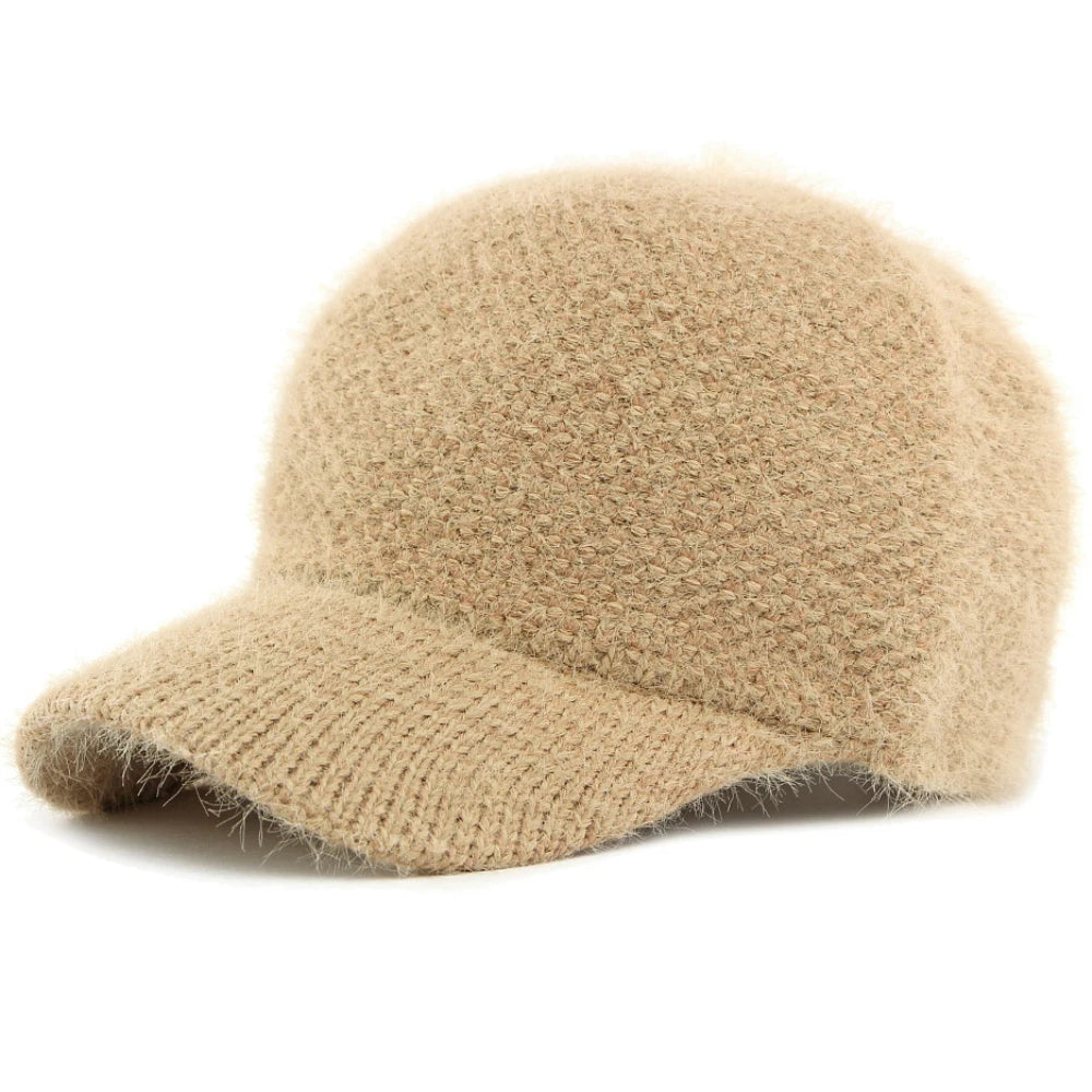 Bermondsey Rabbit Fur-Trim Baseball Cap in Khaki