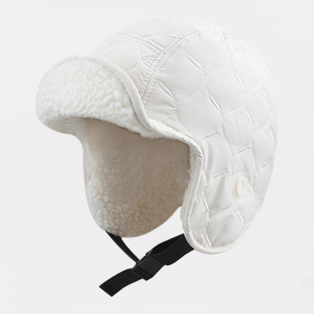 Chukotka Fleece-Lined Bomber Trapper Hat in White