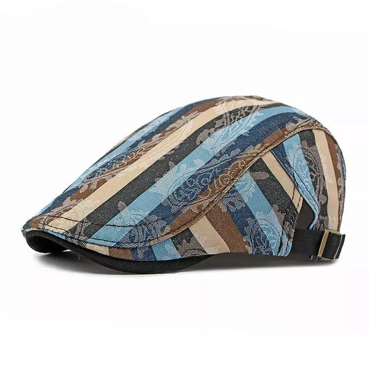 Snyder Cotton Striped Flat Cap - Lightweight Cotton Flat Cap With Subtle Striped Pattern