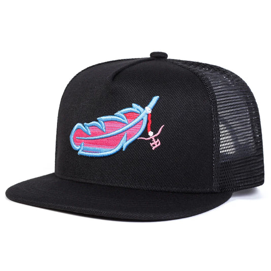 Feathered Outlaw Trucker Snapback Cap - Embroidered Details For A Rugged Trucker Look