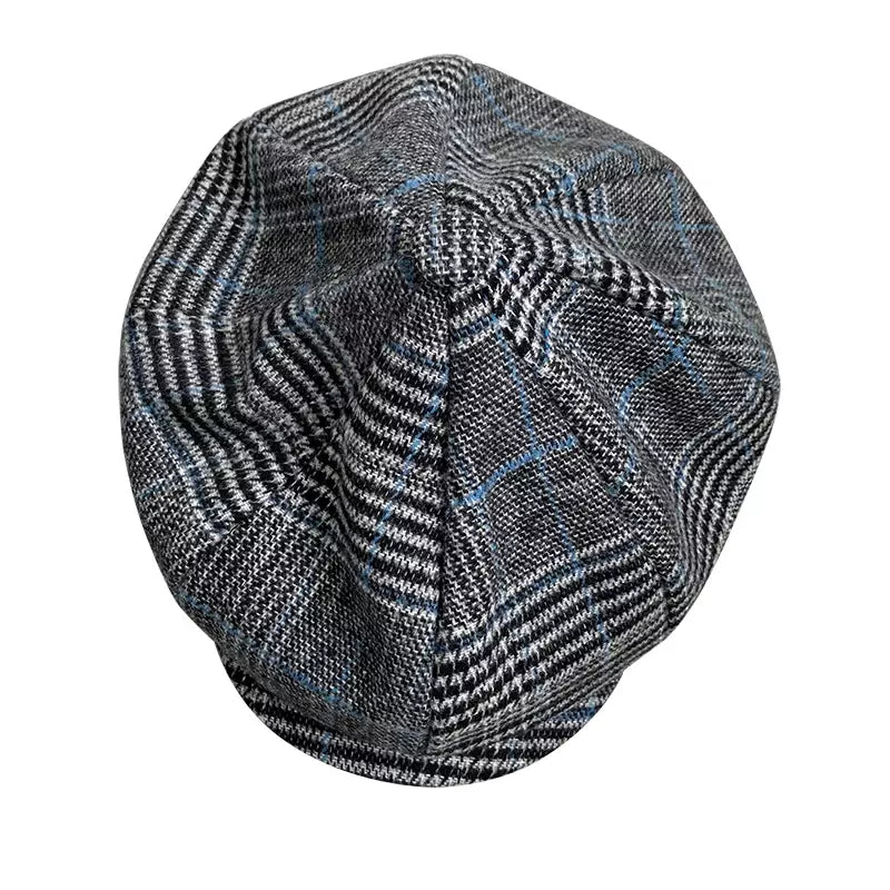 Touraine Plaid Wool Newsboy Cap - Classic Plaid Wool Cap For Casual Style For All Seasons