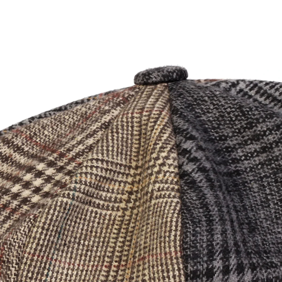 Vittorio Patchwork Tartan Newsboy Cap - Casual, Versatile Hat With Patchwork Texture