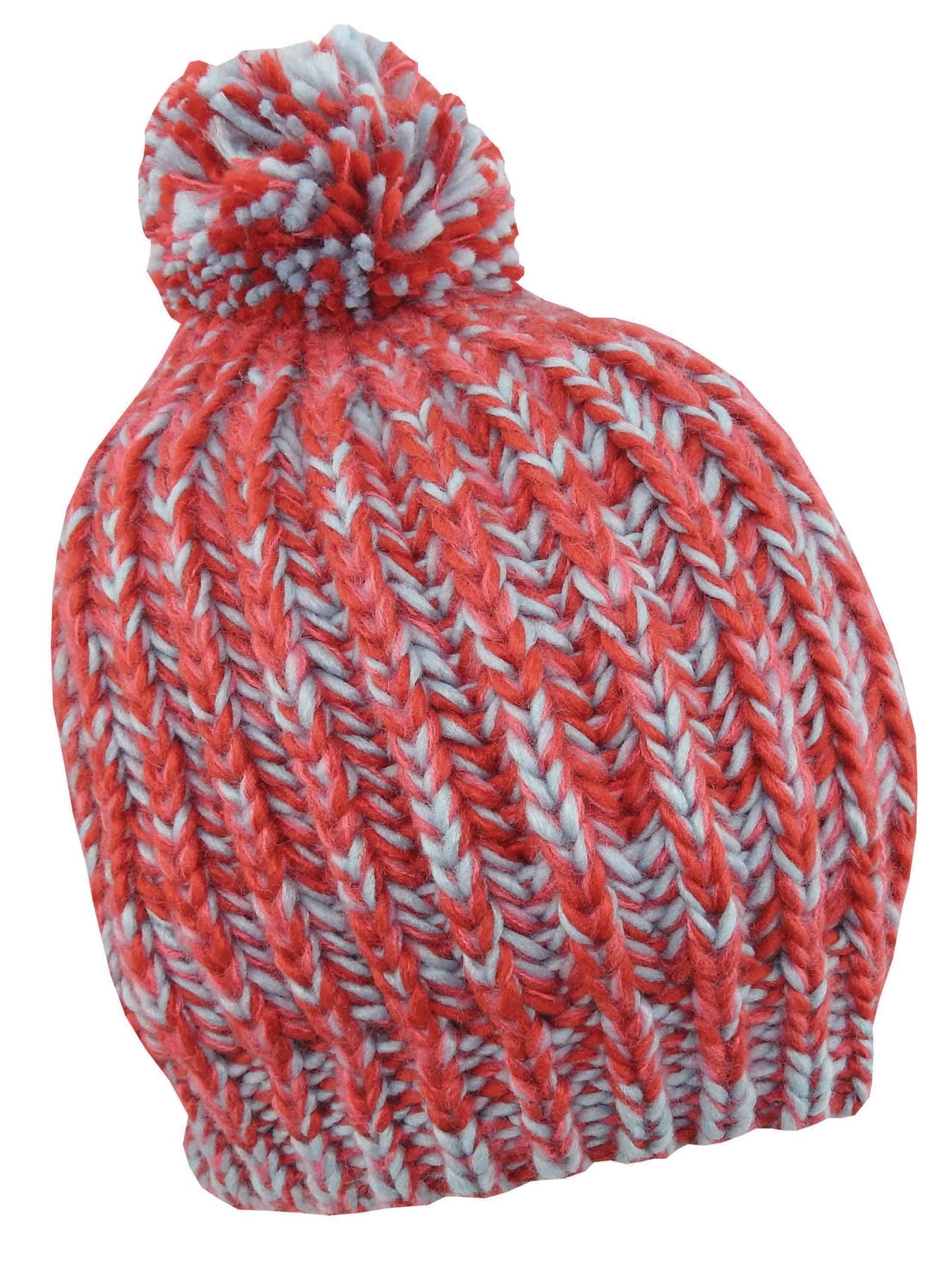 Multi-Color Knit Beanie with Pom – 100% Acrylic Winter Hat