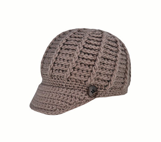 Women’s Knitted Peak Beanie Cap – Soft Winter Knit with Visor by Avenel