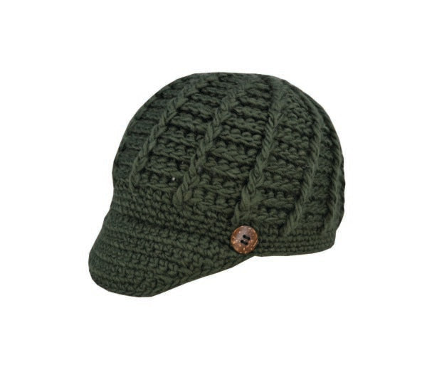 Women’s Knitted Peak Beanie Cap – Soft Winter Knit with Visor by Avenel