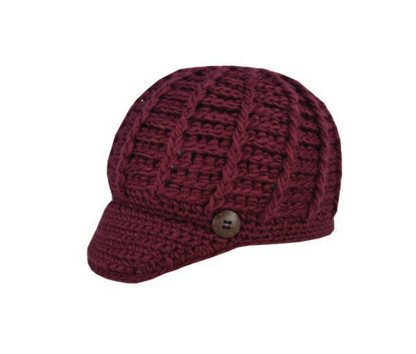 Women’s Knitted Peak Beanie Cap – Soft Winter Knit with Visor by Avenel