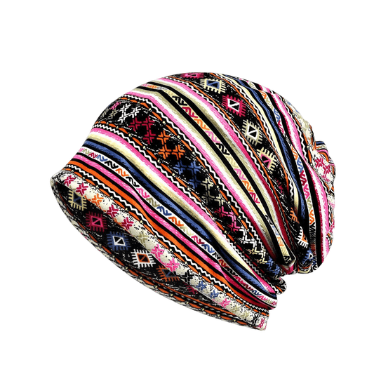 bohemian-cotton-elastic-winter-hat-striped