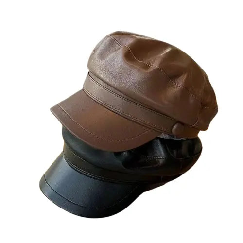 Waldman Leather Sailor Cap - Nautical Style With Vegan Leather For Classic Maritime Look