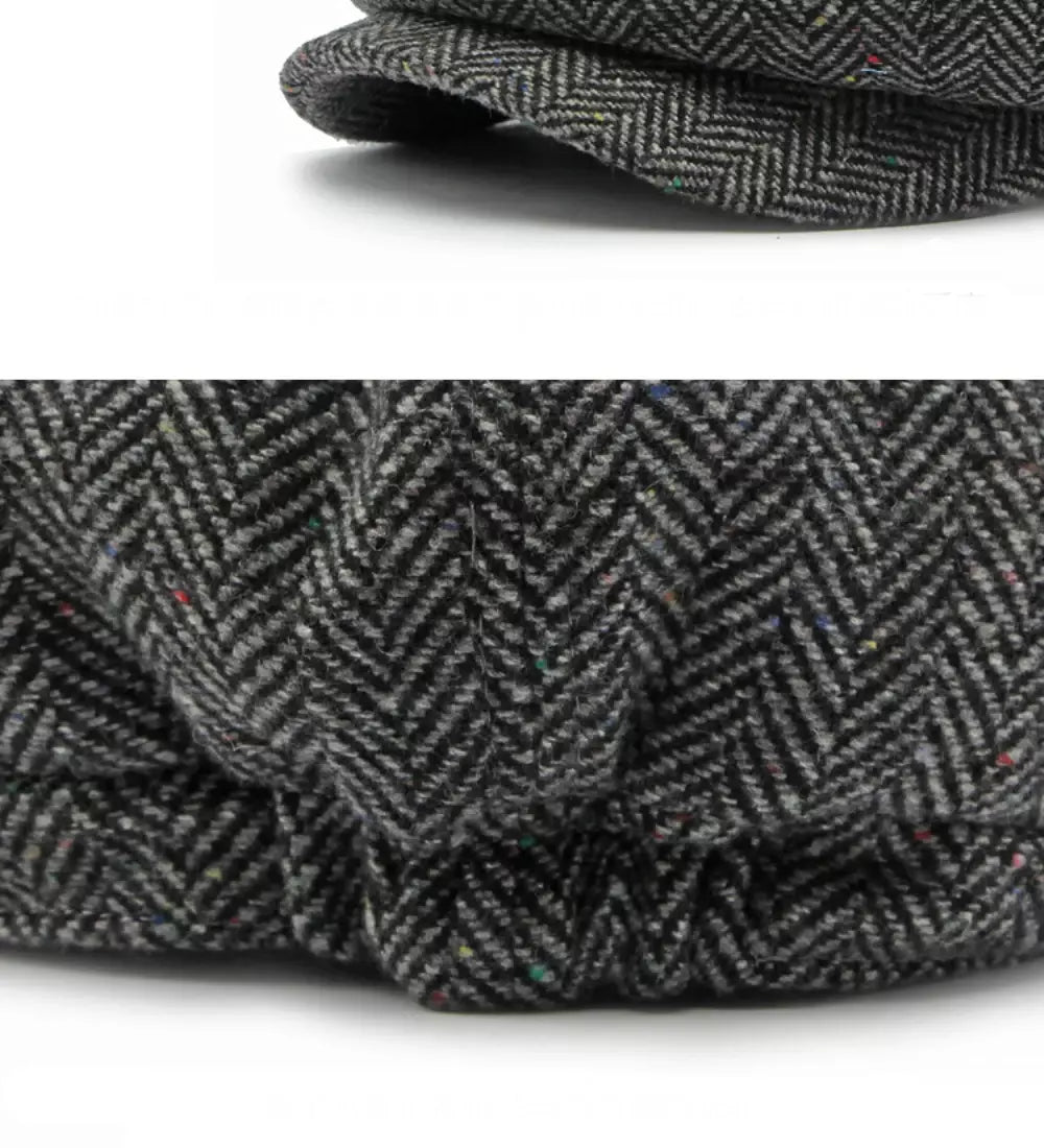 William Flecked Herringbone Newsboy Cap - Textured Pattern For Smart Casual Style
