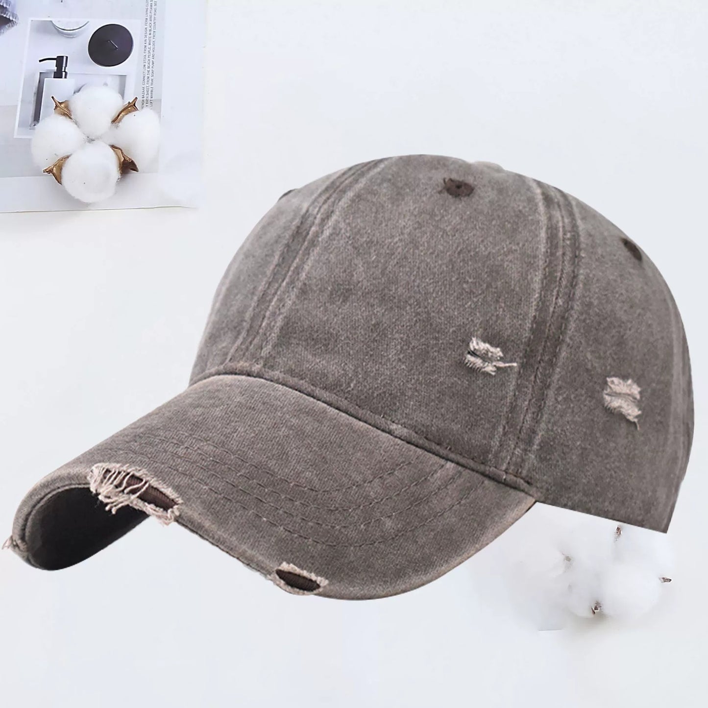 Outdoor Embroidered Printed Washed Hole Baseball Cap - Urban Caps