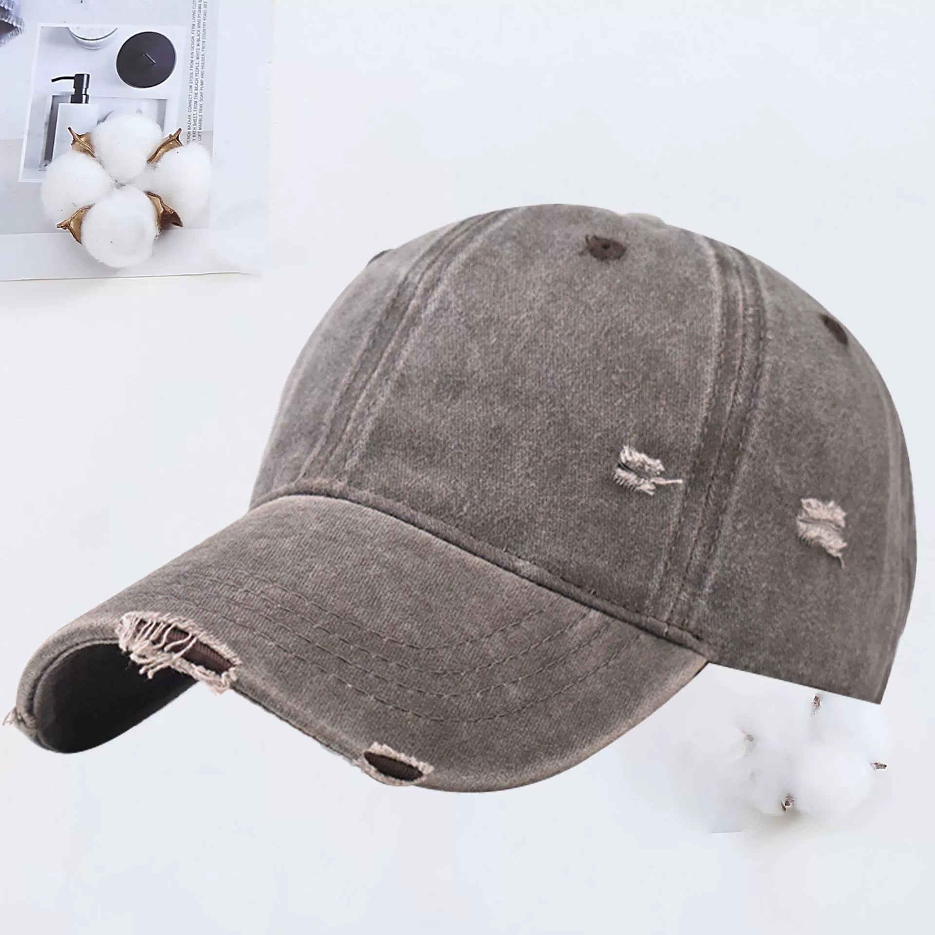 Outdoor Embroidered Printed Washed Hole Baseball Cap - Urban Caps