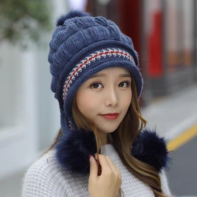 Cozy Fleece-Lined Knit Beanie with Ear Flaps & Pompom – Winter Hat for Women (Warm, Stylish, Multiple Colors)