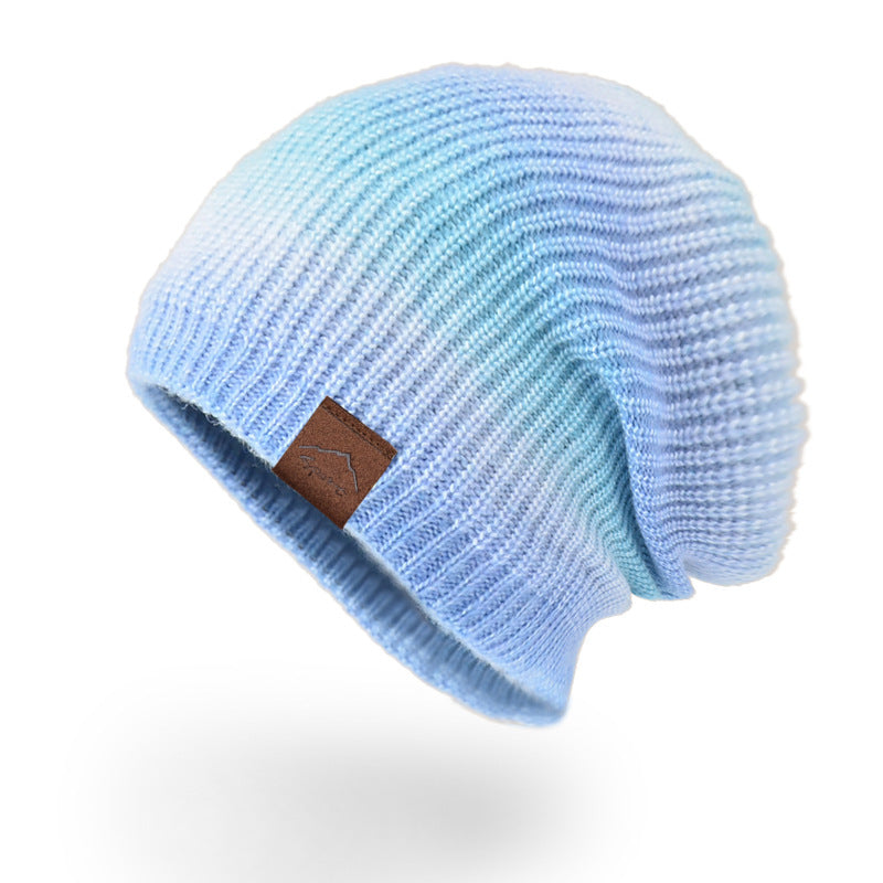 Knitted Gradient Tie-dye Warmth Rainbow Fashion Woolen Hat Women - Urban Caps