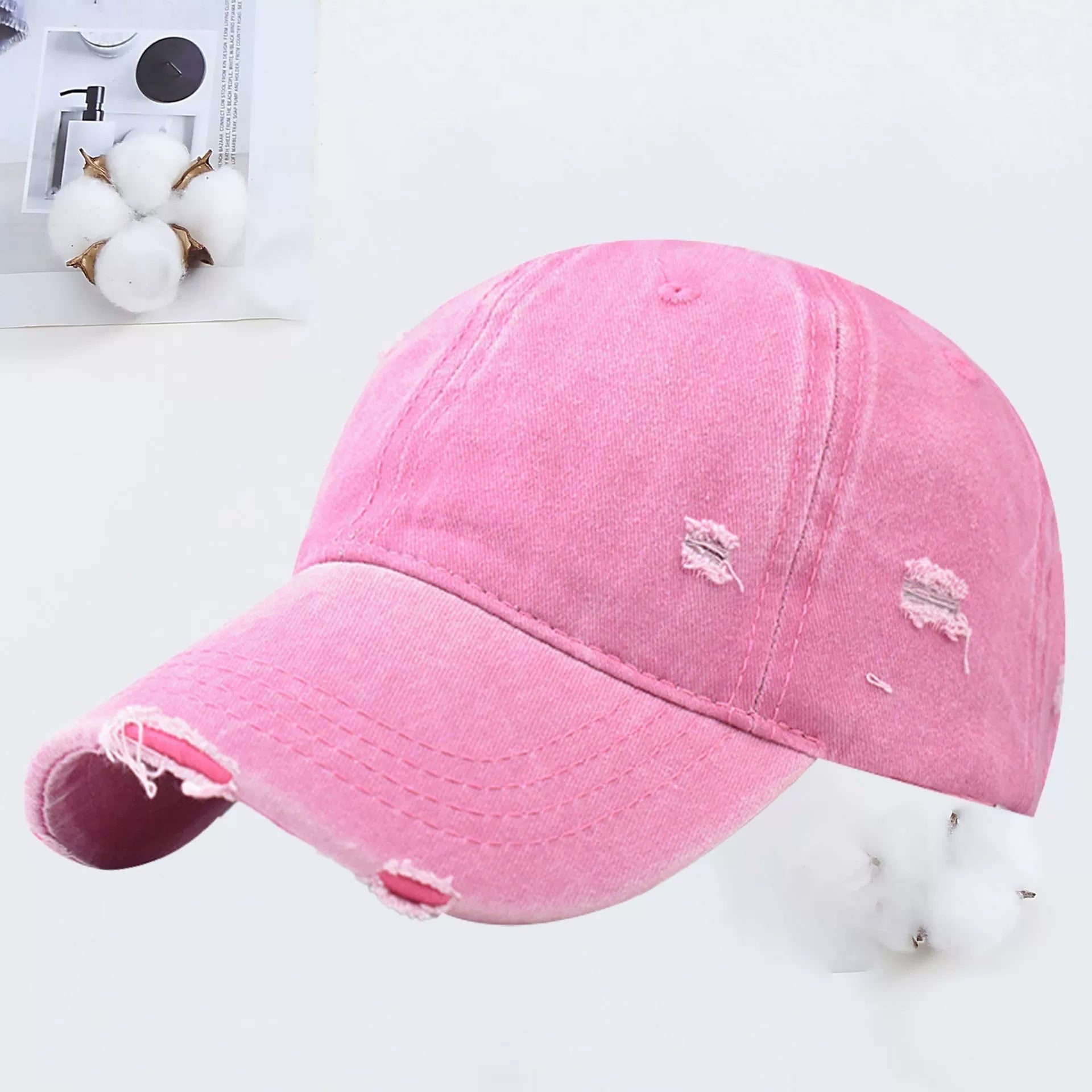 Outdoor Embroidered Printed Washed Hole Baseball Cap - Urban Caps