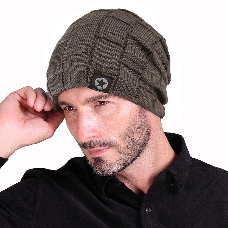 Knit Hat Checkered Five-pointed Star Patch - Urban Caps