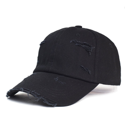 Ripped Cotton Worn Looking Washed-Out Cotton Baseball Cap