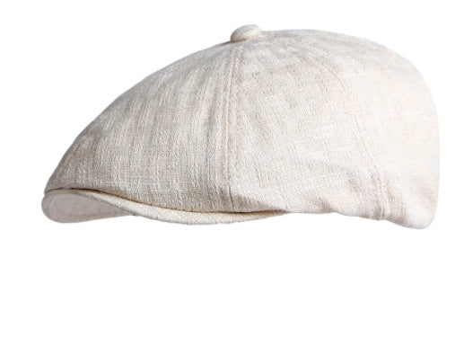 British Retro Octagonal Beret – Lightweight Linen Adjustable Cap - Urban Caps