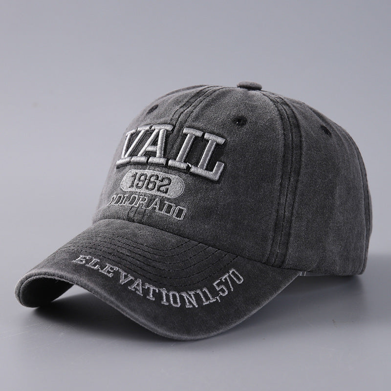 Letter Baseball Cap Cotton Denim Curved Brim Peaked - Urban Caps