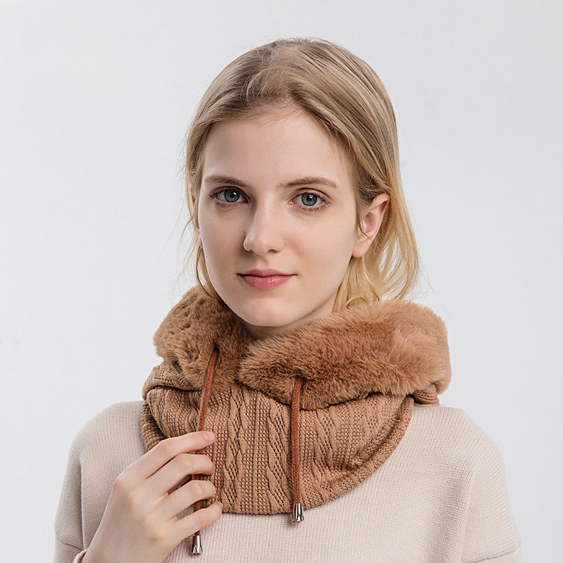 Windproof Hooded Winter Hat with Plush Scarf: Cozy Warmth for Women - Urban Caps