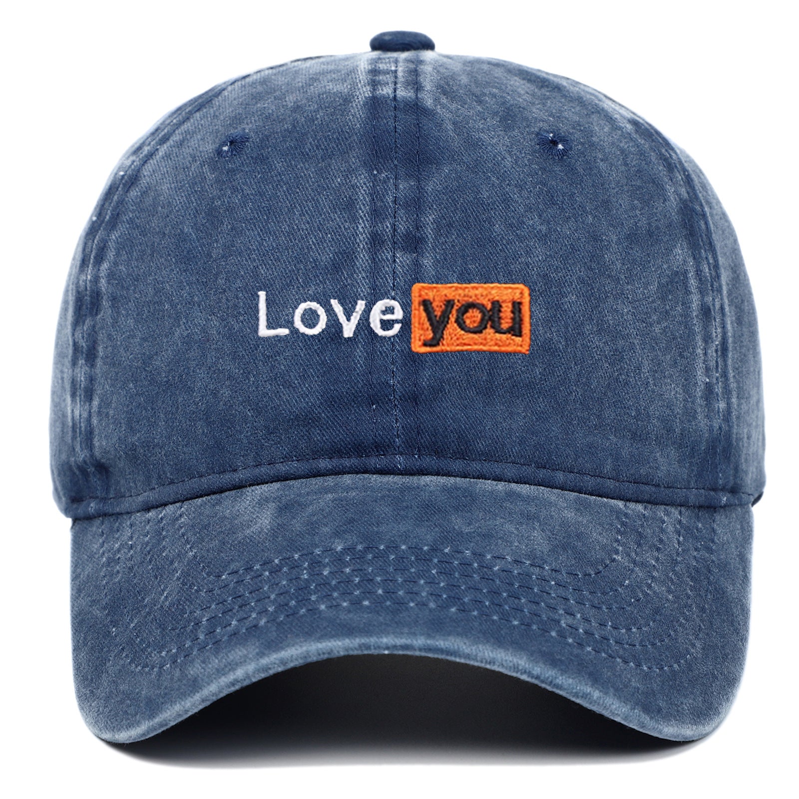 Love You Embroidered Hat Retro Distressed Soft Top - Urban Caps