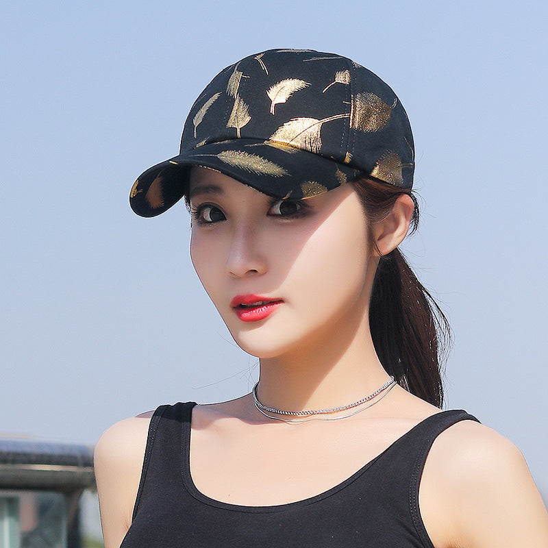 Men'S and Women'S Casual Spring and Summer Seasons Bronzing Feather Baseball Caps