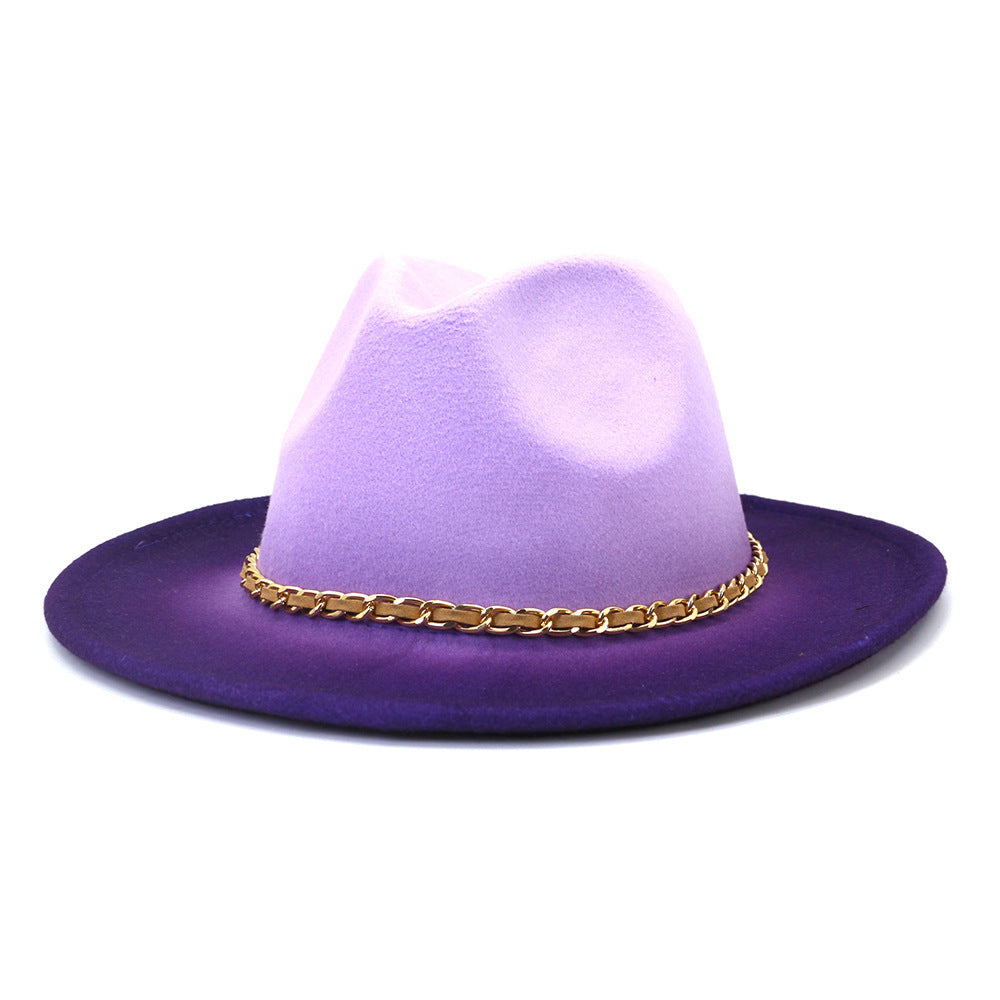 Painted Woolen Fedora British Ladies Broad-brimmed Hat - Urban Caps