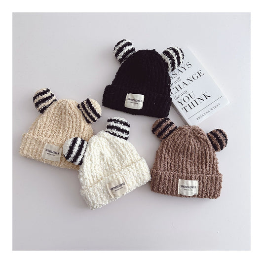 Ear Style Children's Stripes Knitted Hat Warm - Urban Caps
