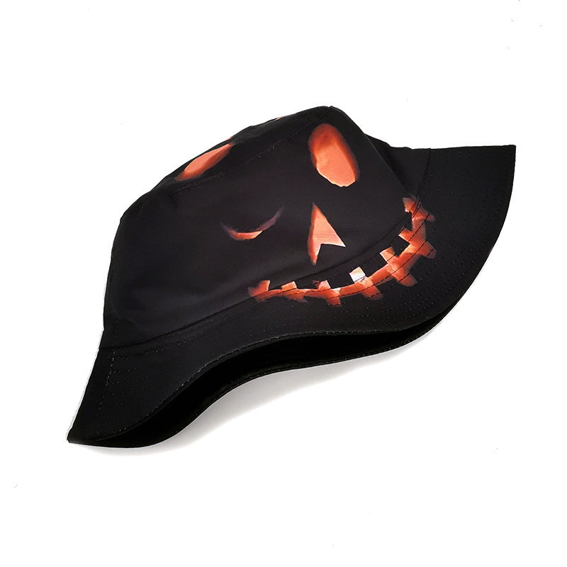 Halloween Hats Creative Cartoon Pumpkin Grimace Printed Sun-shade Fisherman Hat - Urban Caps
