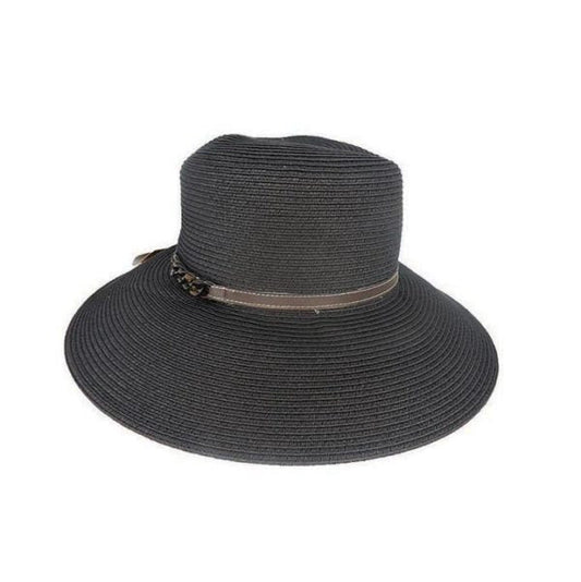 Avenel Oatlands Toyo Braid Wide Brim Hat with Faux Leather Band – UPF 50+ Sun Protection - Urban Caps